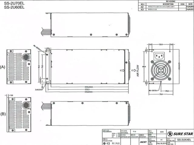 Alt view image 4 of 4 - SURE STAR 600W 2U SS-2U60EL RACKMOUNT SERVER POWER SUPPLY