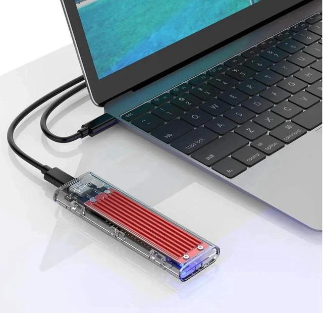 Alt view image 3 of 7 - M.2 NVME PCIE SSD to USB 3.1 USB C External Enclosure Only M.2 M-Key to Type C GEN2 10GBPS Adapter M.2 PCIE SSD Hard Disk Box for 2230/2242/2260/2280 PCIe NVMe M-Key SSD up to 2TB-Red