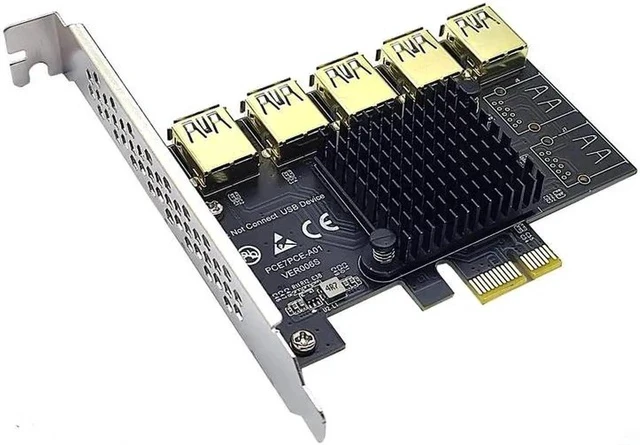 Alt view image 5 of 6 - PCIE 1 to 5 Riser Adapter PCIE X1 to USB 3.0 Multiplier PCI Express Riser Card For Graphic Card Bitcoin Miner Mining Add On Card