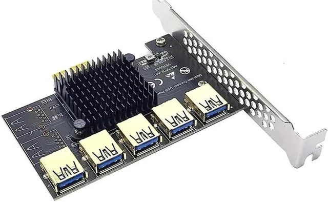 Alt view image 6 of 6 - PCIE 1 to 5 Riser Adapter PCIE X1 to USB 3.0 Multiplier PCI Express Riser Card For Graphic Card Bitcoin Miner Mining Add On Card