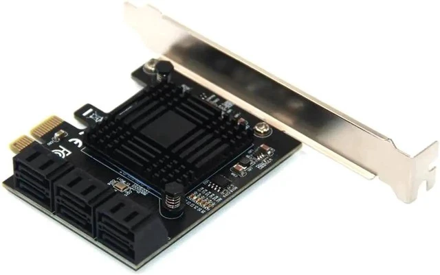 Alt view image 6 of 6 - Chi a Mining PCIe Gen3 X1 to 6 Port 6G SATA III 3.0 Controller Non Raid Expansion Card w/ Low Profile Bracket SATA PCI-E Adapter