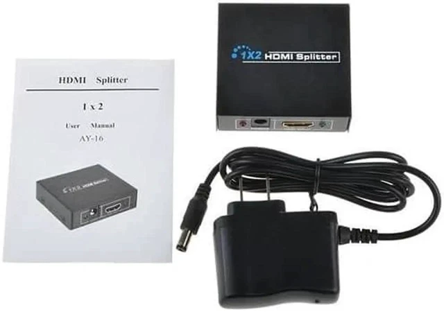 Alt view image 3 of 3 - New Full HD 1x2 Port HDMI Splitter Amplifier Repeater 3D 1080p Female Switch Box Hub