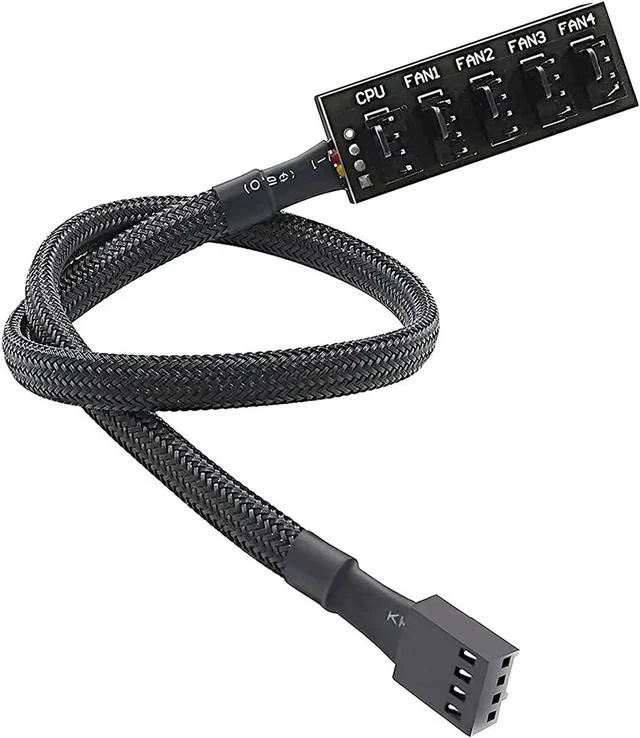 Main image of PWM Fan Hub , PC CPU Cooling 4 PIN/3PIN Power Cable Hub Splitter Adapter Sleeved Case for 12V Desktop Computer Cooler Fans 1 to 5 Way (15.7 Inch)
