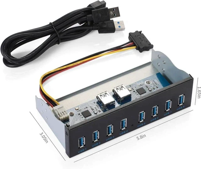 Alt view image 3 of 7 - Front Panel USB 3.0 Hub 8 Port,19 Pin to 8 Port USB 3.0 Hub for PC, USB Flash Drives, Transfer Speed up to 5 Gbps, Fits Any 5.25 Computer Case Front Bay