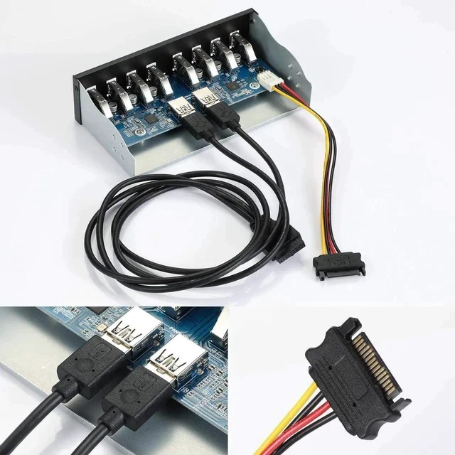 Alt view image 5 of 7 - Front Panel USB 3.0 Hub 8 Port,19 Pin to 8 Port USB 3.0 Hub for PC, USB Flash Drives, Transfer Speed up to 5 Gbps, Fits Any 5.25 Computer Case Front Bay