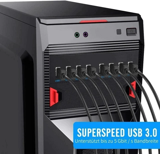 Alt view image 6 of 7 - Front Panel USB 3.0 Hub 8 Port,19 Pin to 8 Port USB 3.0 Hub for PC, USB Flash Drives, Transfer Speed up to 5 Gbps, Fits Any 5.25 Computer Case Front Bay