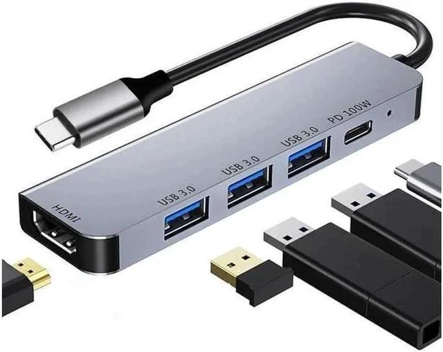 Main image of USB C Hub 4K HDMI Adapter for MacBook Pro/Air USB C Multiport Adapter with 100W Power Delivery, 3 USB 3.0 Data 5Gbps Ports USB C Dongle for MacBook Pro/Air, iPad Pro, iPhone 15, Laptops
