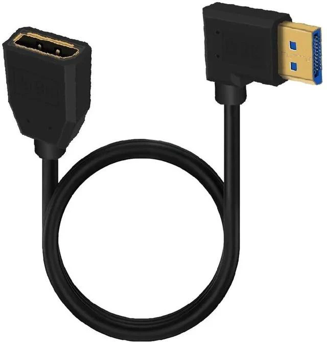 Main image of 2ft 32.4Gbps 8K@60Hz DisplayPort Extension Cable, Left Angle Male to Female DP 1.4 Extender Adapter Ultra HD Cable for HDTV Laptop Monitor Projector PS4 PS5, Support 4K@144Hz 2K@165Hz