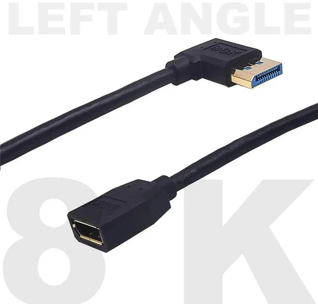 Alt view image 3 of 4 - 2ft 32.4Gbps 8K@60Hz DisplayPort Extension Cable, Left Angle Male to Female DP 1.4 Extender Adapter Ultra HD Cable for HDTV Laptop Monitor Projector PS4 PS5, Support 4K@144Hz 2K@165Hz