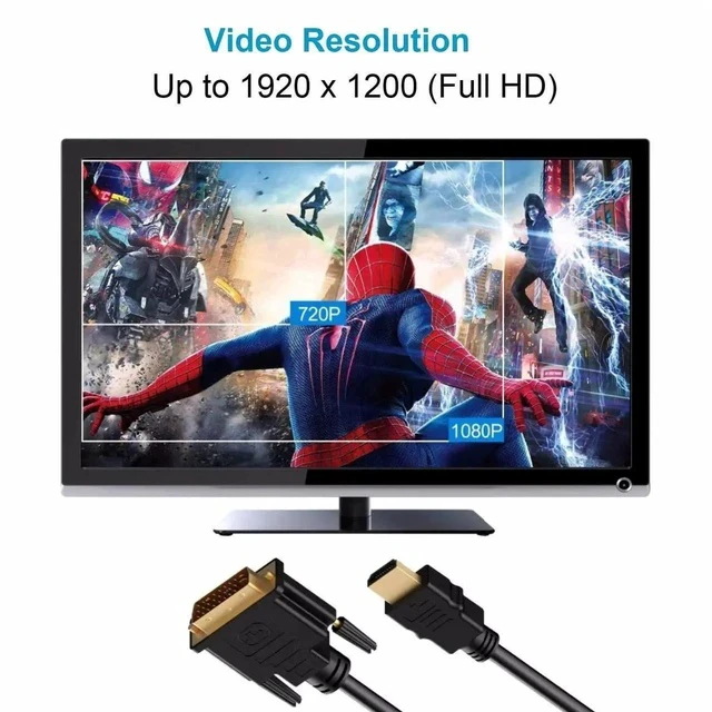 Alt view image 5 of 7 - HDMI to DVI Cable 5-Pack, 6 Ft Bidirectional DVI-D to HDMI Male to Male High Speed Adapter Cable Support 1080P Full HD (5, Black)