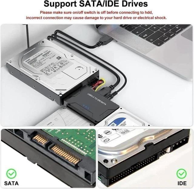 Alt view image 7 of 7 - Hard Drive Reader IDE SATA to USB 3.0 Adapter, USB + Type C External Hard Drive Data Ultra Recovery Converter Kit with Power for 2.5 3.5 HDD ssd Disk 5.25 Inch DVD/CD-ROM Optical Drive
