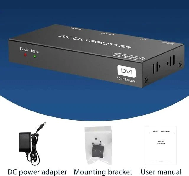 Alt view image 5 of 7 - DVI Splitter 1 in 2 Out 2 Port DVI Dual Monitors Distribution Duplicator Video Splitter Support EDID Management Resolution up to 4K30Hz for PC Laptop DVR Projector HDTV