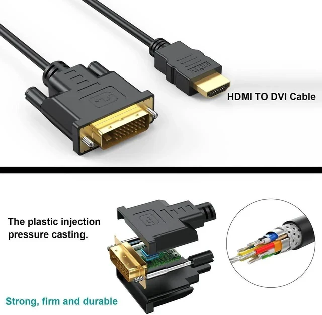 Alt view image 2 of 7 - HDMI to DVI Cable 10-Pack, 6 Ft Bidirectional DVI-D to HDMI Male to Male High Speed Adapter Cable Support 1080P Full HD (10, Black)