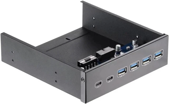 Alt view image 4 of 7 - 5.25" Front Bay USB HUB 2-Port USB 3.1 & 4-Port USB 3.0 High Speed 5Gbps USB Hub Front Panel Computer Case Optical Drive Bay Converter Hub