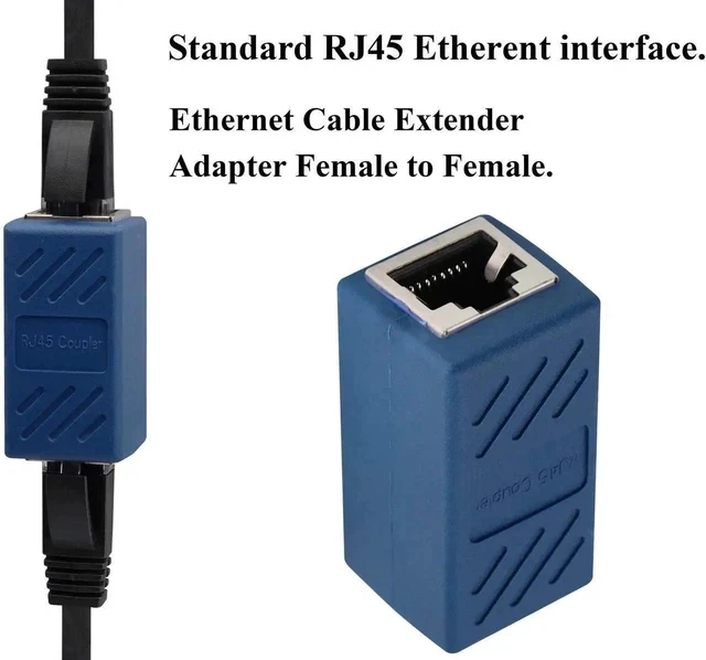 Alt view image 5 of 7 - RJ45 Cat6 Adapter Ethernet Cable Extender Cat6 Female to Female Inline Network Cable Coupler Cat6 Cat5 Cat5e Ethernet Coupler Adapter (Blue-10 Pack)