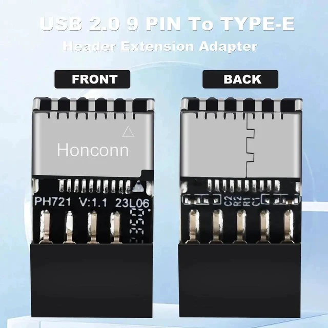 Alt view image 3 of 6 - USB 2.0 to USB 3.2 Gen 1 Header Adapter for Mainboard with Type E Key-A Female Front Panel Socket to 9 Pin Header Internal Conversion Adapter