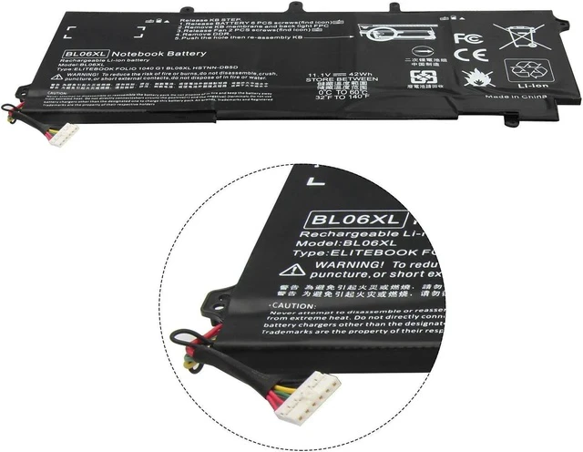Alt view image 4 of 5 - 11.1V Battery for HP EliteBook Folio 1040 G2 L7Z22PA L9S82PA F6R38AV F2R72UT L7Z22PA L9S82PA