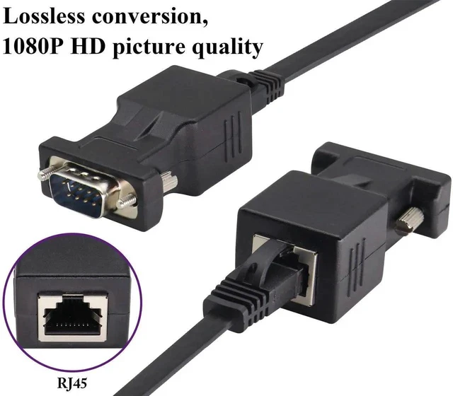 Alt view image 6 of 7 - RJ45 to DB9 RS232 Adapter 9-Pin Serial Port RS232 Male to RJ45 Female CAT5 CAT6 Ethernet LAN Extend Converter, Network to DB9 Serial Port Coupler Extender Adapter (2 Pack-Male)