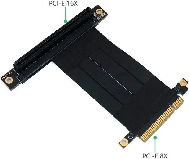 Alt view image 3 of 6 - PCI Express PCIe 3.0 x8 to x16 Riser Card Extension Cable 8Gbps High Speed PCI Express 16x Ribbon Extender 90 Degree Right Angle