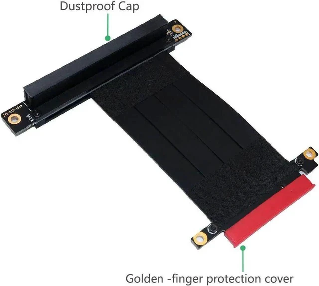 Alt view image 5 of 6 - PCI Express PCIe 3.0 x8 to x16 Riser Card Extension Cable 8Gbps High Speed PCI Express 16x Ribbon Extender 90 Degree Right Angle