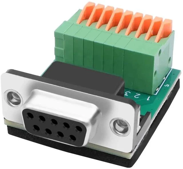 Main image of DB9 Solderless Adapter RS232 D-SUB Serial to 9-pin Port Spring Terminal Crimp Connector Breakout Board 9 pin Port Adapter Module for Serial Communication Devices (DB9 Female)