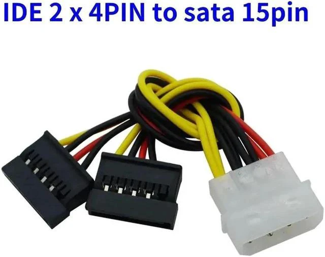 Main image of 4Pin IDE M-olex To 2 Serial ATA SATA Y Splitter Hard Drive Power Supply Cable for Adding SATA Drives for Bitcoin Miner Mining(2 pcs)