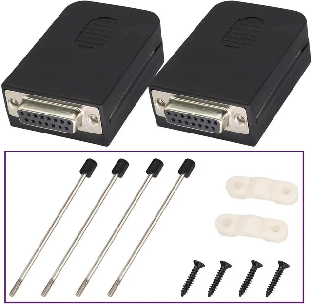 Alt view image 3 of 7 - 2-Pack DB15 Screw Terminal Block Adapter, 15 Pin 2 Row DB15 Female to 16 Pin/Way Female Terminal Board, Black
