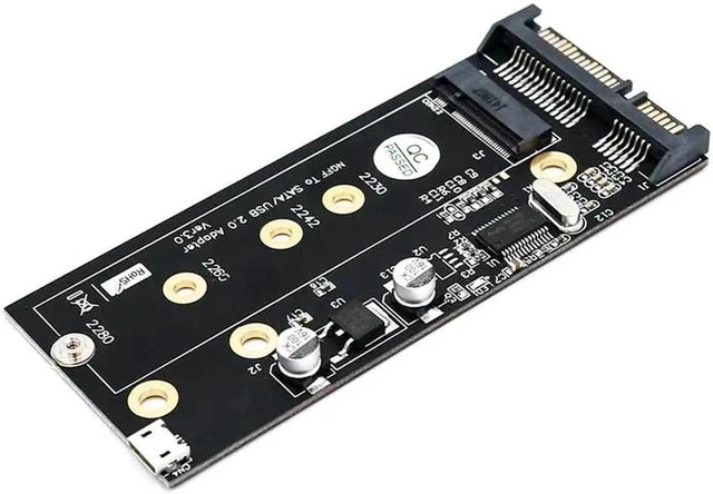 Alt view image 3 of 6 - M.2 to USB SATA Adapter SATA-Bus NGFF M.2 KEY B to SATA 2.5 with USB 2.0 and 3.5 HDD Bracket Adapter Raiser for 2230-2280 M2 SSD