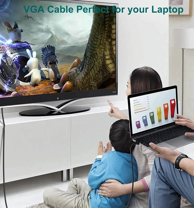 Alt view image 3 of 7 - VGA Cable 2-Pack, 3FT VGA Monitor Cable Male to Male Cord 1080P Full HD High Resolution for Monitor TV Computer Projector-Blue