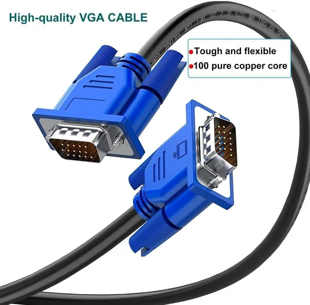 Alt view image 4 of 7 - VGA Cable 2-Pack, 3FT VGA Monitor Cable Male to Male Cord 1080P Full HD High Resolution for Monitor TV Computer Projector-Blue