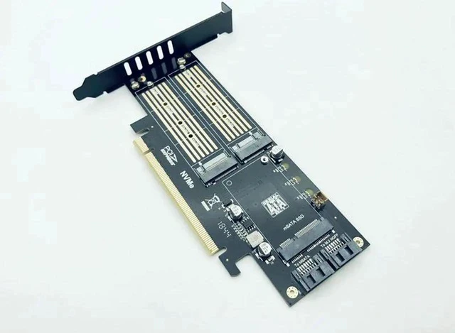 Alt view image 3 of 6 - Add On Cards SATA M.2 Adapter PCIE M.2 to SATA SSD M.2 SATA Adapter NVME M Key + AHCI NGFF B Key + MSATA 3in1 Riser Card