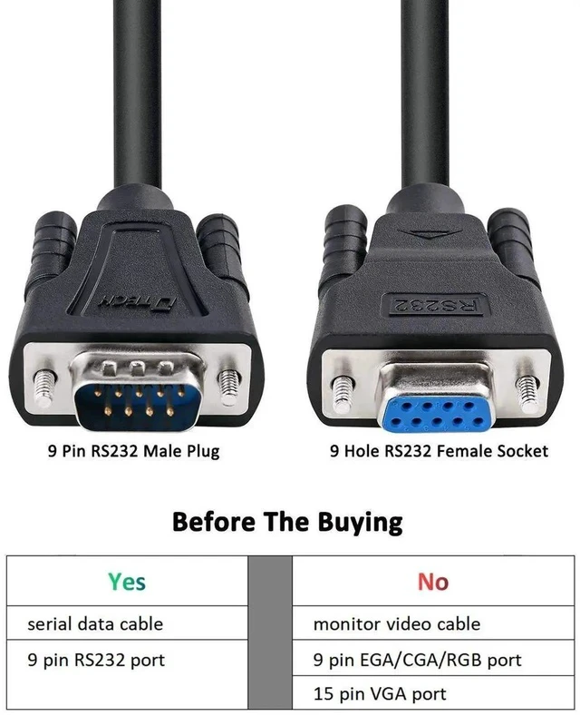 Alt view image 4 of 6 - 15ft COM Port Serial Cable Male to Female RS232 Extension 9 Pin Straight Through Cord