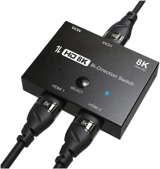 Alt view image 6 of 6 - Ultra HD 8K Switcher HDMI-Compatible 2.1 Switch Splitter Bi-Direction 2 in 1 Out/1 in out 8K@60Hz 4K@120Hz High Speed 48Gbps Switch Adapter For PS4/5 TV Box HDTV Xbox Projector
