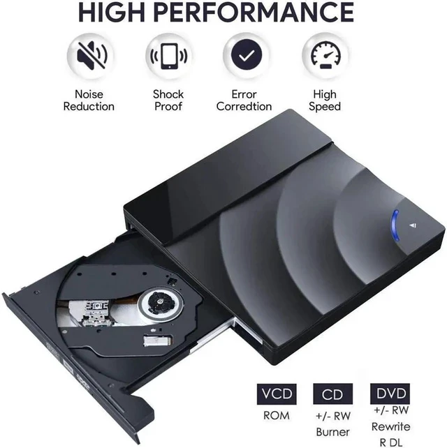 Alt view image 3 of 7 - External DVD Drive, USB 3.0 Type C CD Drive with Touch Sensitive Button, Dual Port DVD Player, Portable Optical Burner Writer Rewriter for Laptop Notebook Desktop PC MAC OS Windows 7/8/10