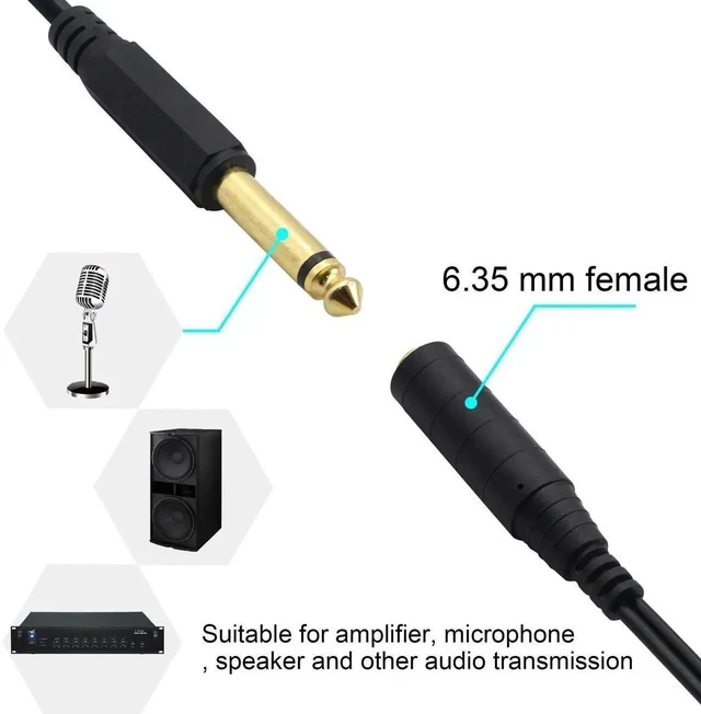 Alt view image 2 of 7 - 1/4" to 1/8" TRS/TRRS Adapter 6.35mm Male to 3.5mm Female Stereo Audio Cable Y-Splitter Adapter for Amplifiers, Guitars, Pianos, Home Theater Equipment Etc.