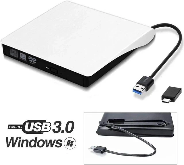 Alt view image 3 of 7 - XD001 External CD DVD Drive Upgraded Version, USB 3.0 Type C Dual Port DVD +/-RW Rewriter Burner, High Speed Data Transfer,Slim Portable for Notebook Laptop PC Windows/Mac OS, Black