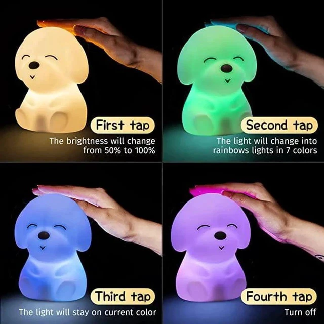 Alt view image 4 of 6 - Gemdeck Dog Night Light for Kids, 16 Color Changing Kids Night Light Lamp, Rechargeable Silicone Baby Night Light