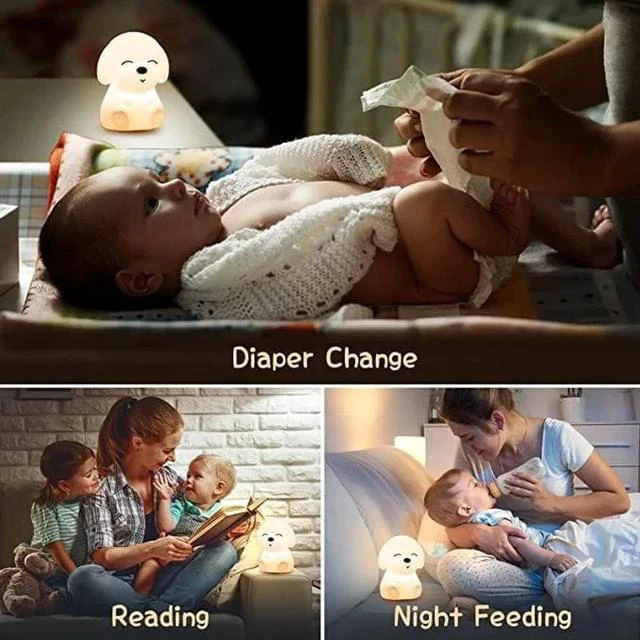 Alt view image 6 of 6 - Gemdeck Dog Night Light for Kids, 16 Color Changing Kids Night Light Lamp, Rechargeable Silicone Baby Night Light