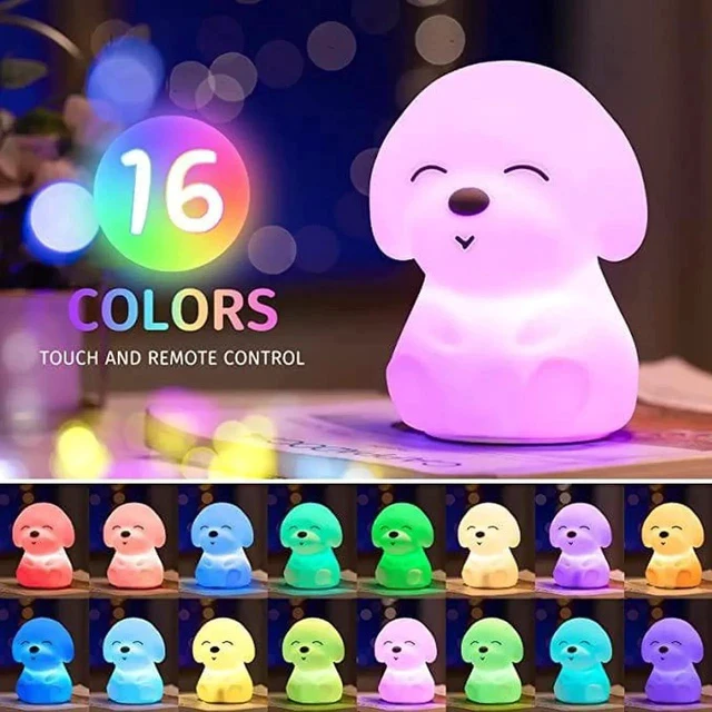 Alt view image 5 of 6 - Gemdeck Dog Night Light for Kids, 16 Color Changing Kids Night Light Lamp, Rechargeable Silicone Baby Night Light