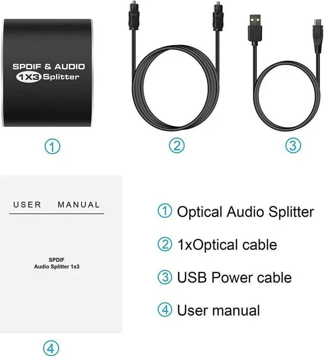 Alt view image 3 of 6 - Digital Optical Audio Splitter 1x3 (1 Input 3 Outputs, SPDIF) Toslink Splitter 1 in 3 Out - for Karaoke System, Mixing Amplifiers,Home Theatre, Xbox, PS4, PS3, DVD, HDTV