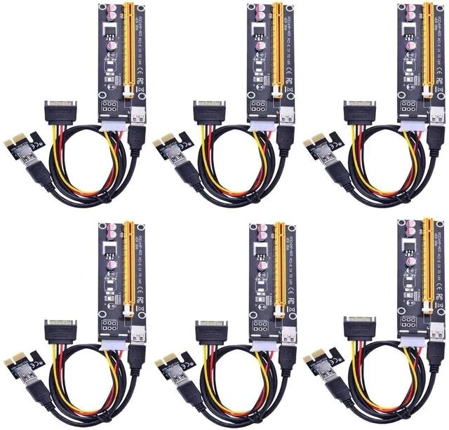 Alt view image 3 of 4 - PCI Express 16x to 1x Powered Riser Adapter Card w/60cm USB 3.0 Extension Cable and 4-Pin MOLEX to SATA Power Cable-GPU Riser Extender Cable-Ethereum Mining ETH (6 Pack)