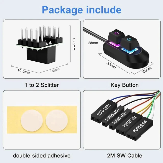 Alt view image 4 of 7 - External Power Button for Desktop, PC Power Switch, Push Button, Manual Operation, Black