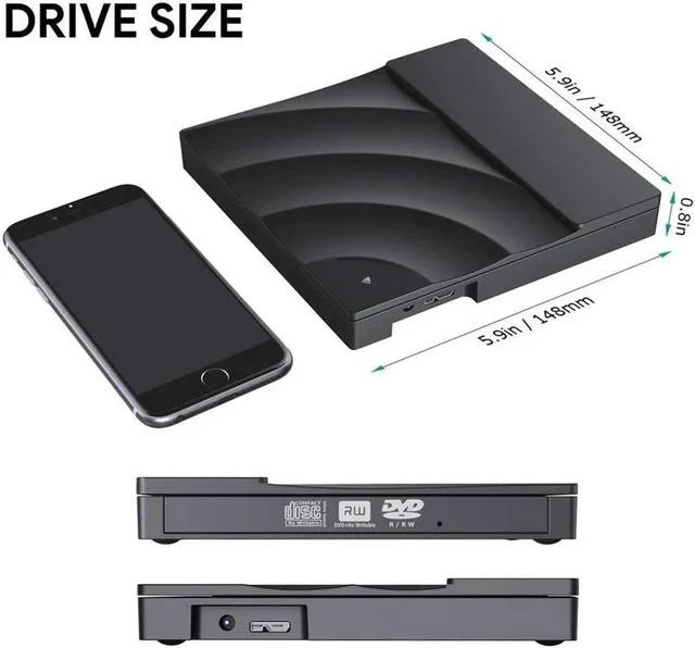 Main image of External DVD Drive for Laptop, Portable High-Speed USB-C&USB 3.0 CD Burner/DVD Reader Writer with Touch Sensitive Button for PC Desktops, Compatible with Windows/Mac OSX/Linux