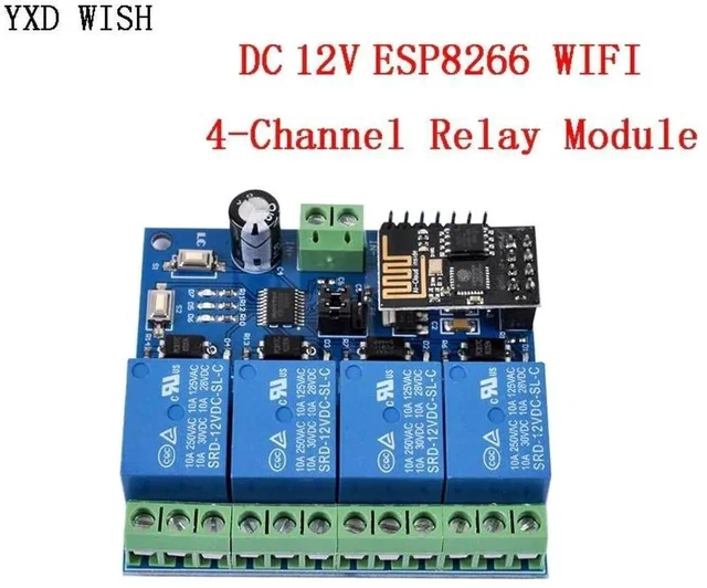 Alt view image 2 of 2 - DC 12V 4 Channel Wifi Relay Module ESP8266 ESP-01 12 V Relays Module Remote Control Switch For Smart Home IOT Transmission Phone
