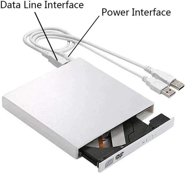 Main image of External CD Drive for Laptop, USB2.0 Ultra-Slim Portable CD +/-RW ROM Burner/Writer Compatible with PC Desktop Windows 2000/XP/Vista/Windows7/Windows8 (White)