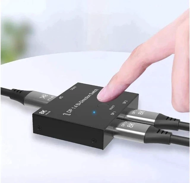 Alt view image 3 of 7 - DisplayPort Switch 8K Splitter Bidirectional DP 1.4 Switcher 2 in 1 Out/1 in 2 Out Supports 8K@30Hz 4K@120Hz Compatible with PC Host Monitor Laptop etc
