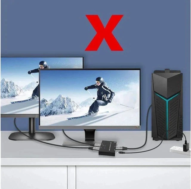Alt view image 2 of 7 - DisplayPort Switch 8K Splitter Bidirectional DP 1.4 Switcher 2 in 1 Out/1 in 2 Out Supports 8K@30Hz 4K@120Hz Compatible with PC Host Monitor Laptop etc