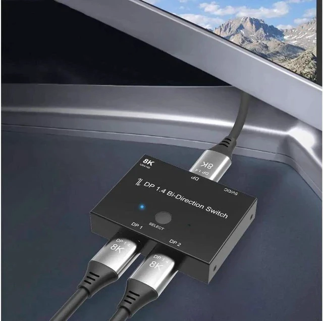 Alt view image 5 of 7 - DisplayPort Switch 8K Splitter Bidirectional DP 1.4 Switcher 2 in 1 Out/1 in 2 Out Supports 8K@30Hz 4K@120Hz Compatible with PC Host Monitor Laptop etc