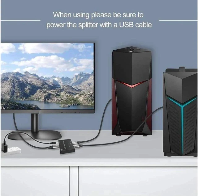 Alt view image 4 of 7 - DisplayPort Switch 8K Splitter Bidirectional DP 1.4 Switcher 2 in 1 Out/1 in 2 Out Supports 8K@30Hz 4K@120Hz Compatible with PC Host Monitor Laptop etc