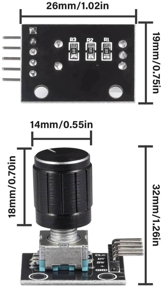 Alt view image 3 of 3 - KY-040 Rotary Encoder Module 360 Degree Switch Encoders with Knob Cap Brick Sensor Modules (Pack of 4pcs)